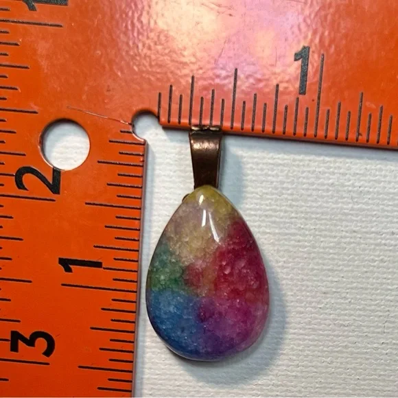 Multicolor Teardrop Rainbow Jasper Pendant - Picture 4 of 5